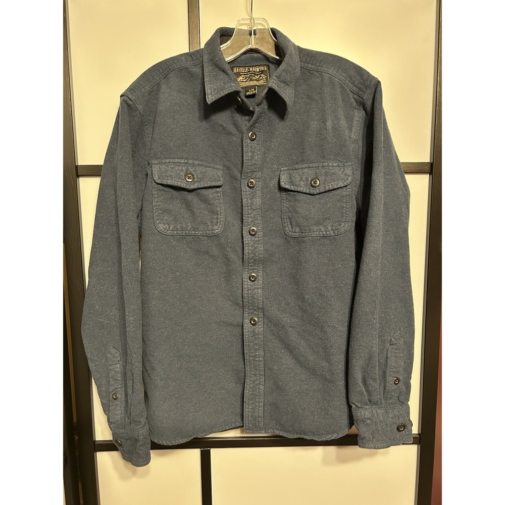 Grizzly‎ Mountain Mens Shirt Long Sleeve Chamois Flannel Blue Size Large Heavy